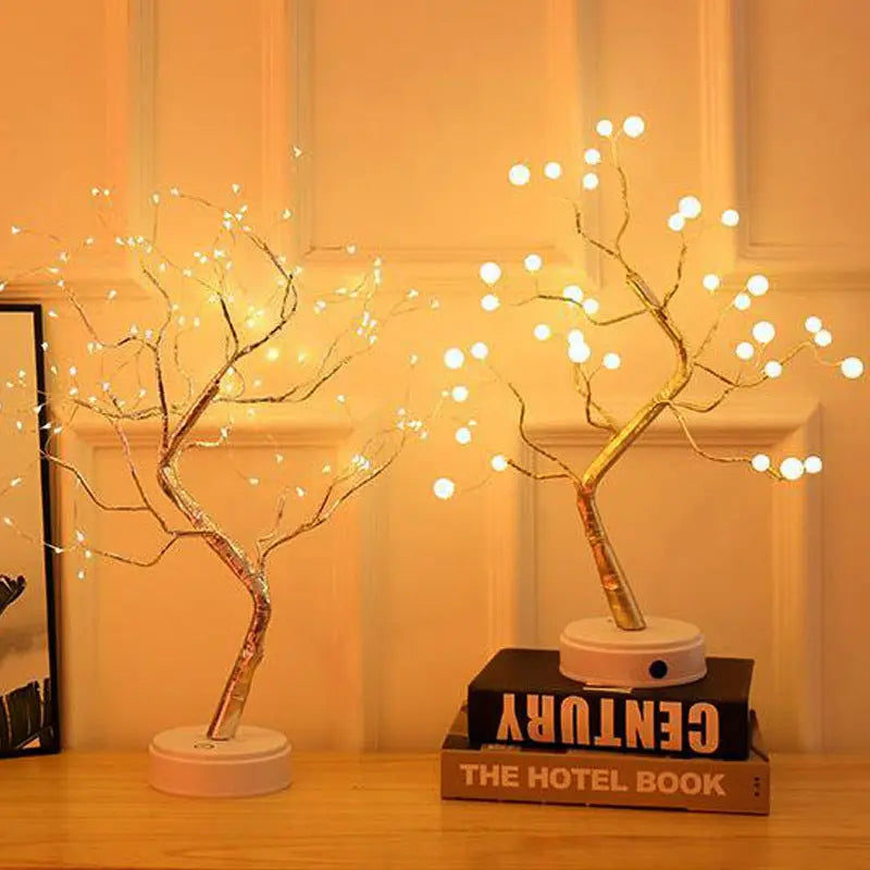 LED USB Fire Tree Light Copper Wire Table Lamps Night Light tableandwalllamps