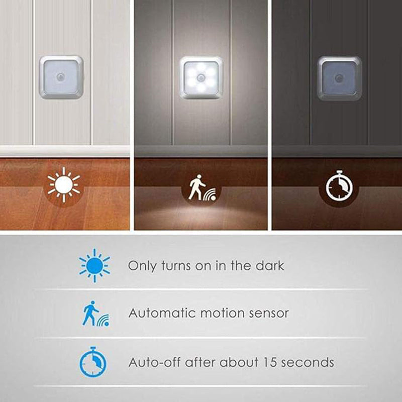 2/ 4/ 8 Pack LED Night Light, Motion Sensor Light, Battery-Powered LED Night Light, Lamp with Smart Sensor Dusk To Dawn Sensor, Compact Nightlight, for Bedroom, Toilet, Stairs, Hallway tableandwalllamps