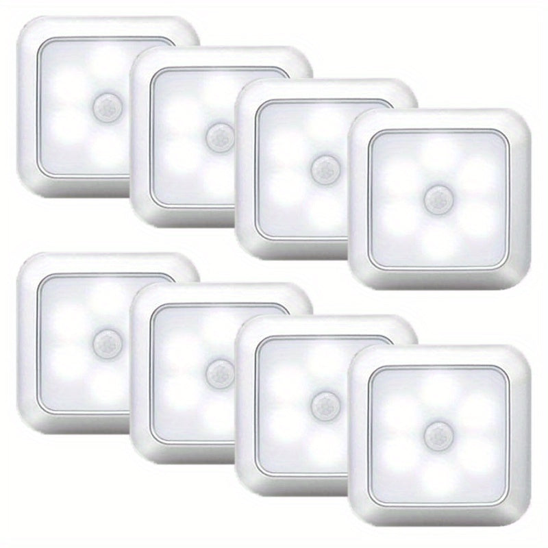 2/ 4/ 8 Pack LED Night Light, Motion Sensor Light, Battery-Powered LED Night Light, Lamp with Smart Sensor Dusk To Dawn Sensor, Compact Nightlight, for Bedroom, Toilet, Stairs, Hallway tableandwalllamps