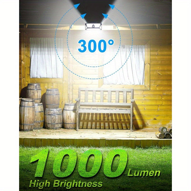 1 Pack 208LED, 1000LM High Brightness Motion Sensor Outdoor Light, Solar Flood Light Outdoor with Motion Sensor, Clip-on Solar Security Light for Outdoor/ Garage/ Camping/ Fence (White Light) tableandwalllamps