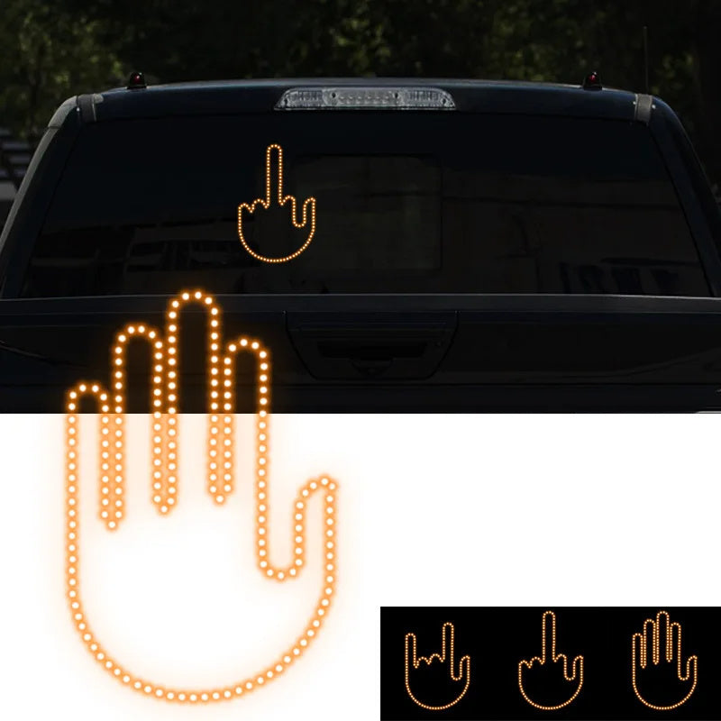 Funny New LED Illuminated Gesture Light Car Finger Light With Remote Road Rage Signs Middle Finger Gesture Light Hand Lamp tableandwalllamps