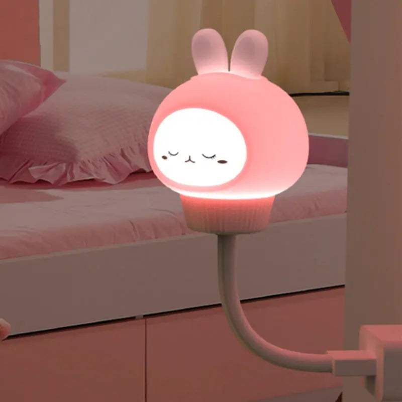 Cartoon Egg Tart Bear Rabbit Night Light USB Plug-in Remote Control Timer Night Light tableandwalllamps