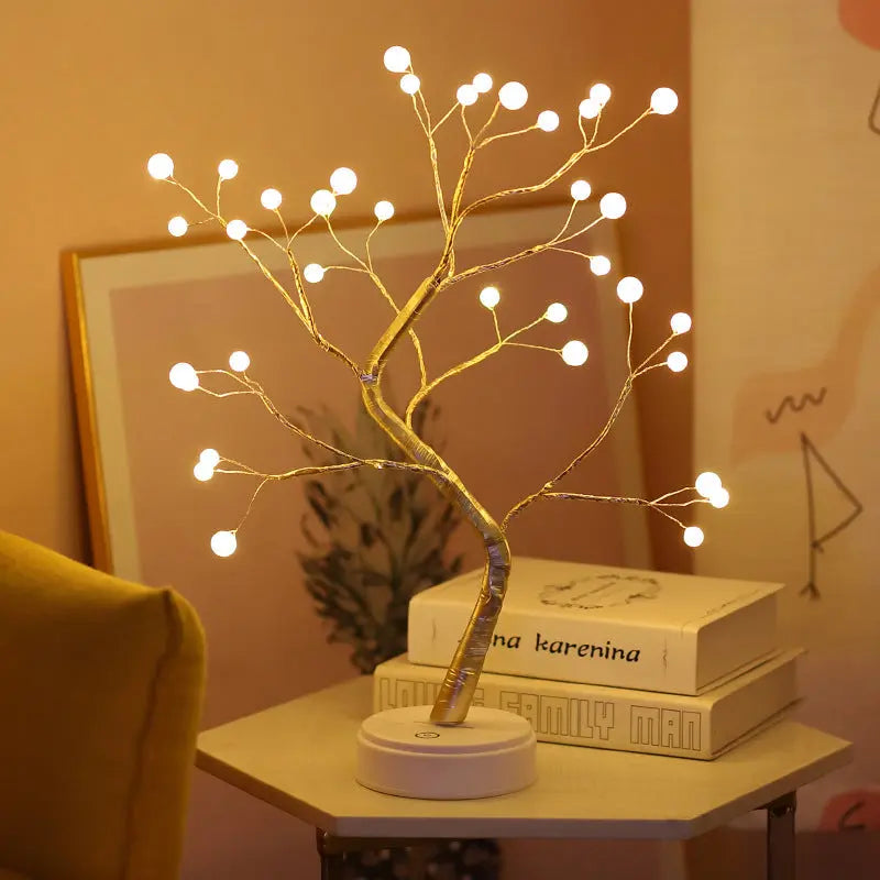 Tree Light Touch Switch Pearl Star Night Light tableandwalllamps