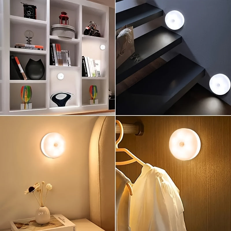 USB Rechargeable Motion Sensor Night Light - Warm and White LED, Automatic On/Off, Long-Life Battery, Ideal for Bedrooms, Stairs, Under Cabinets, Wardrobes, Holiday Decor Gift, 5/10pcs, Indoor Latest Model tableandwalllamps