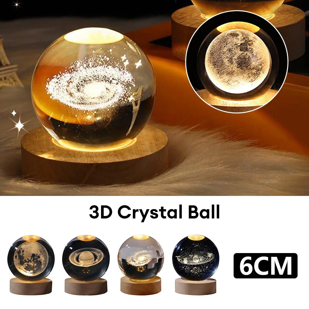 Luminous Starry Sky And Planets Moon Moon Crystal Ball Small Night Lamp Projection Ambience Light Creative Gift New Strange Gift tableandwalllamps