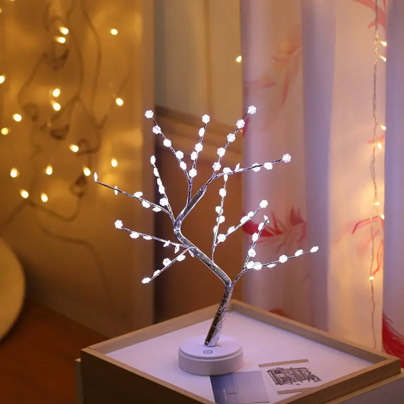 LED USB Fire Tree Light Copper Wire Table Lamps Night Light tableandwalllamps