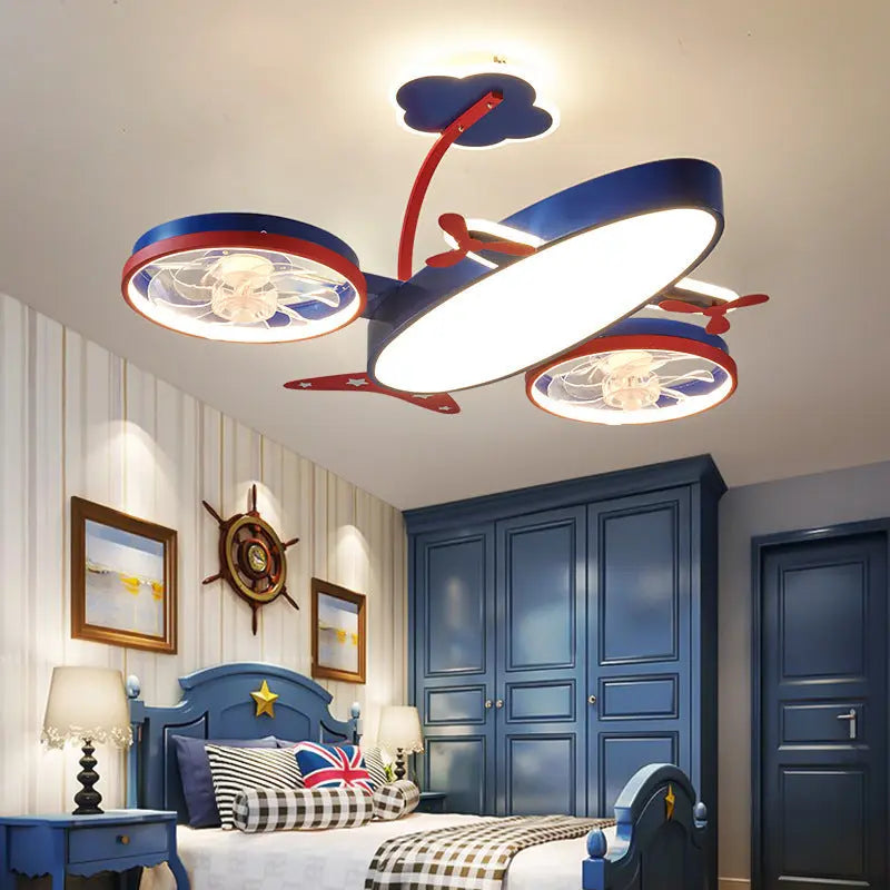 Cartoon Airplane Fan Lights In Children's Room tableandwalllamps