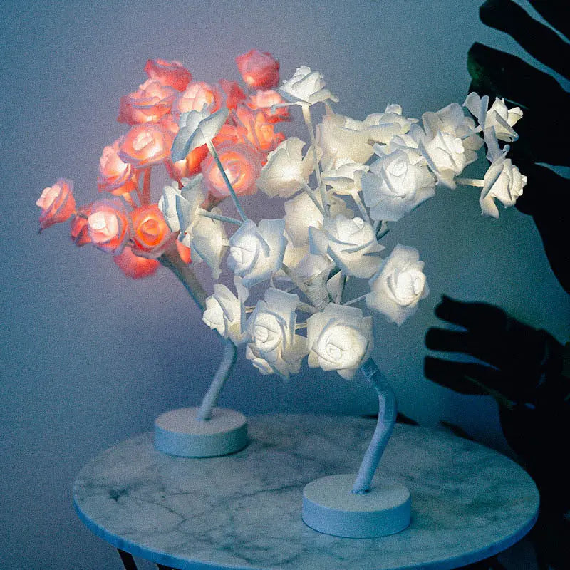 Rose Flower Lamp USB Battery Operated LED Table Lamp Bonsai Tree Night Lights Garland Bedroom Decoration Lights Home Decor tableandwalllamps