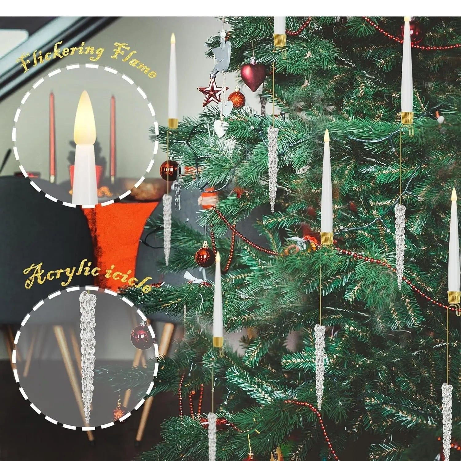 Candle LED Indoor Holiday Christmas Tree Ornaments tableandwalllamps