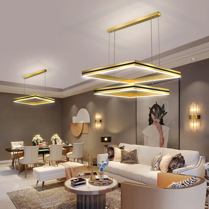 New modern Ceiling chandelier living room concise pendent lamp  dining room square Nordic lamps led Ceiling living room lights