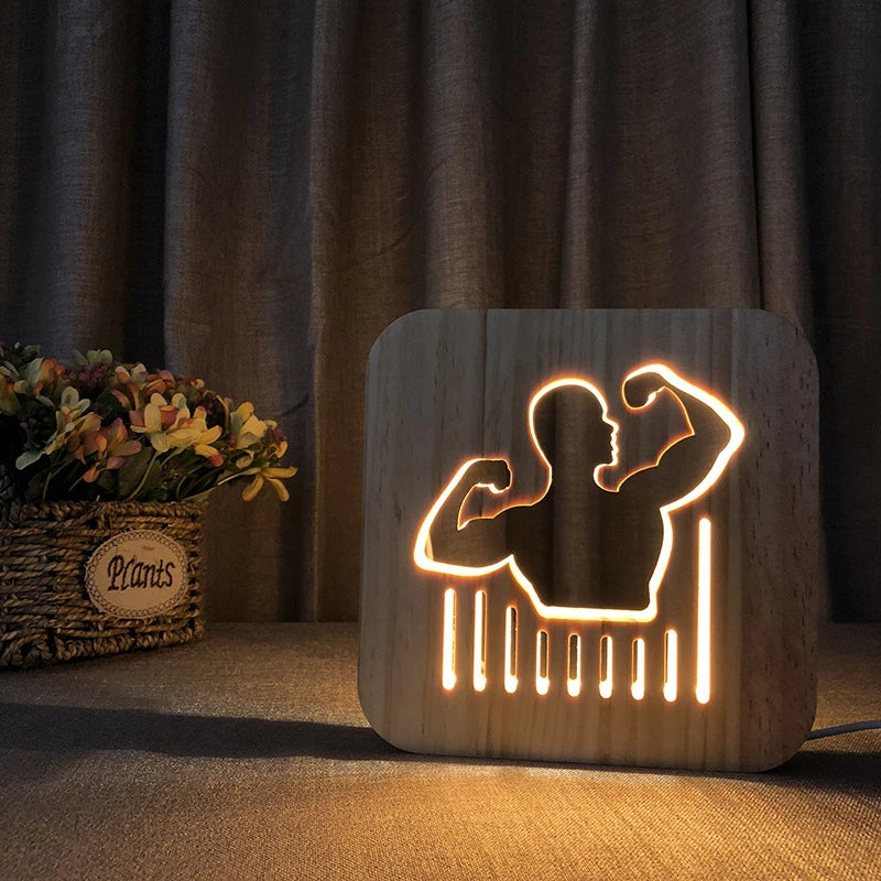 Acecorner LED USB Night Light Wooden Dog Paw Cat Wolf Head Animal Lamp Novelty Kid Bedroom 3D Decoration Table Lamp Children Gif tableandwalllamps