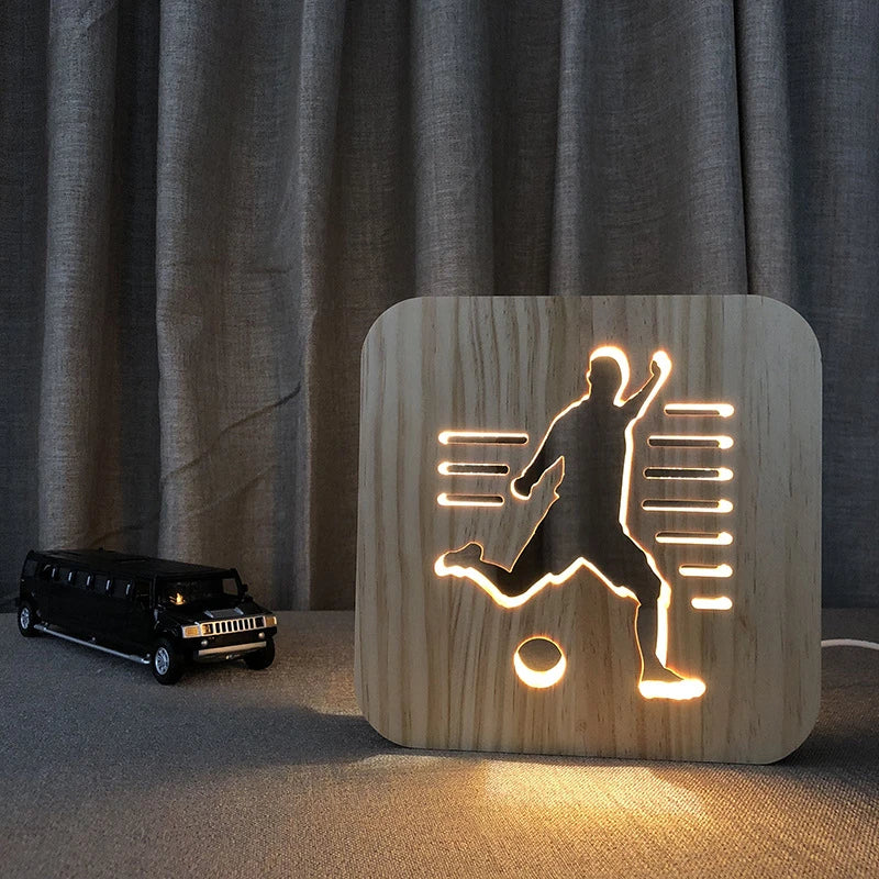 Acecorner LED USB Night Light Wooden Dog Paw Cat Wolf Head Animal Lamp Novelty Kid Bedroom 3D Decoration Table Lamp Children Gif tableandwalllamps