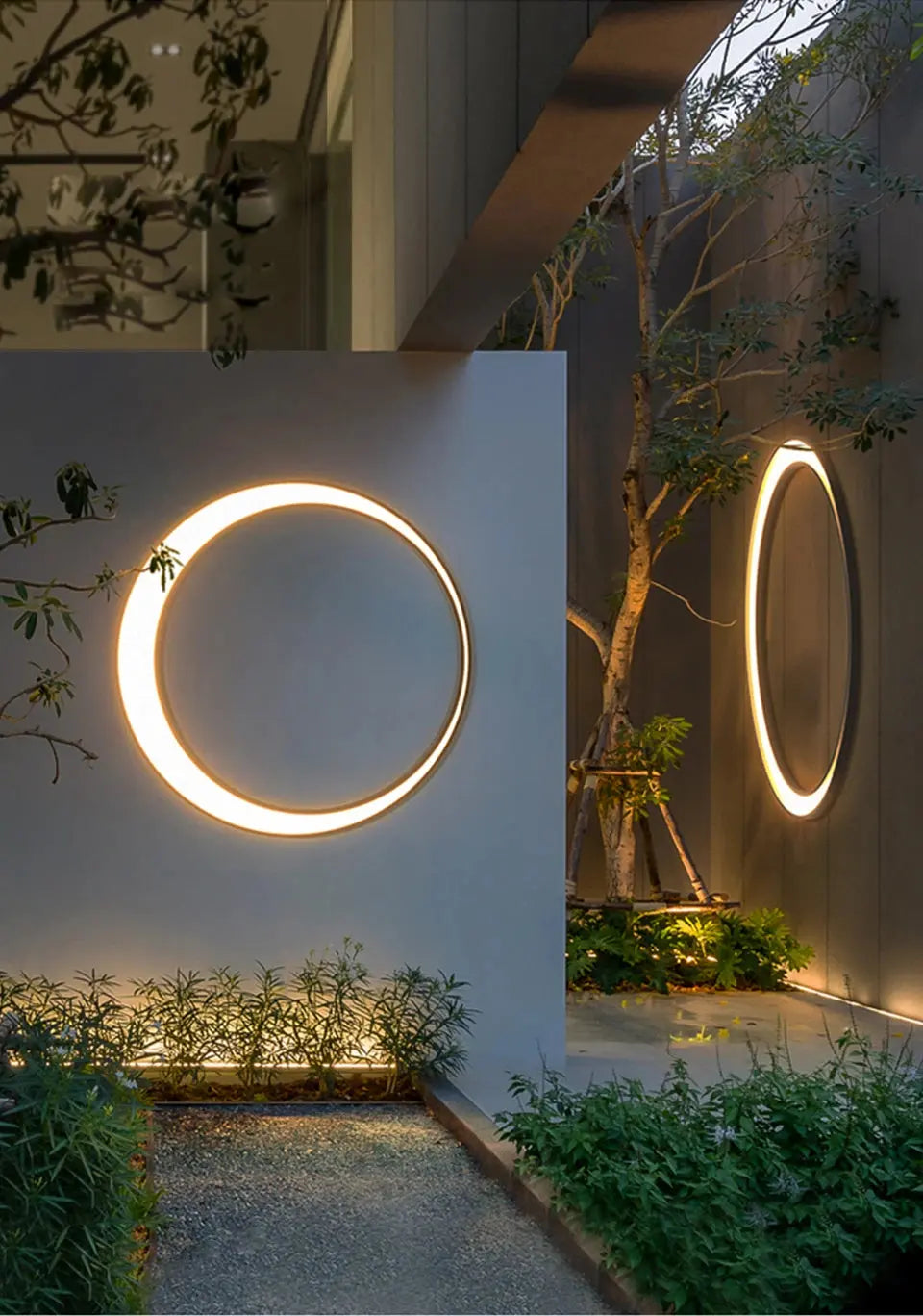 Outdoor Lighting Waterproof IP65 Stainless steel Round Moon Lamp for Street Garden 11W 19W 24W 36W Creative External Wall Sconce tableandwalllamps