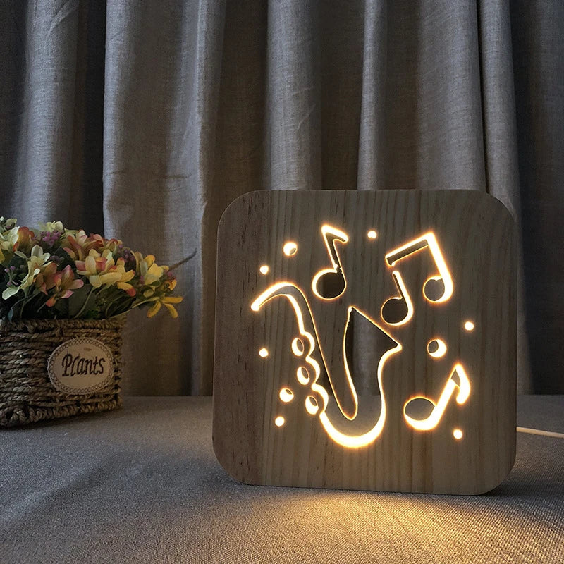 Acecorner LED USB Night Light Wooden Dog Paw Cat Wolf Head Animal Lamp Novelty Kid Bedroom 3D Decoration Table Lamp Children Gif tableandwalllamps