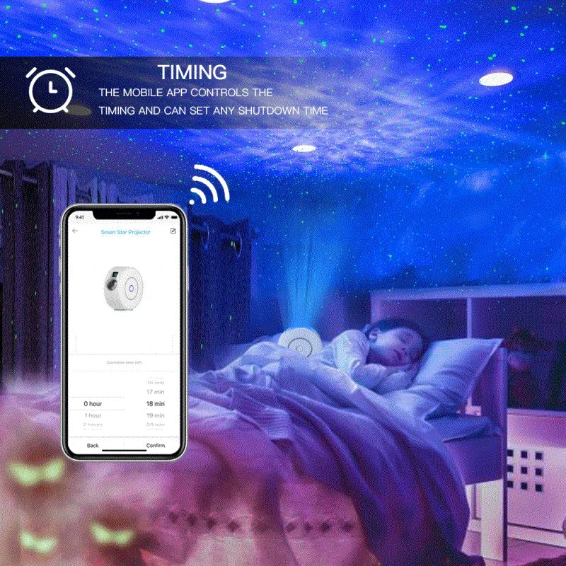 Smart Starry Sky Projector Night Light Wifi Galaxy Star Lamp LED Laser Water Wave App Wireless Control for Alexa Google Home tableandwalllamps