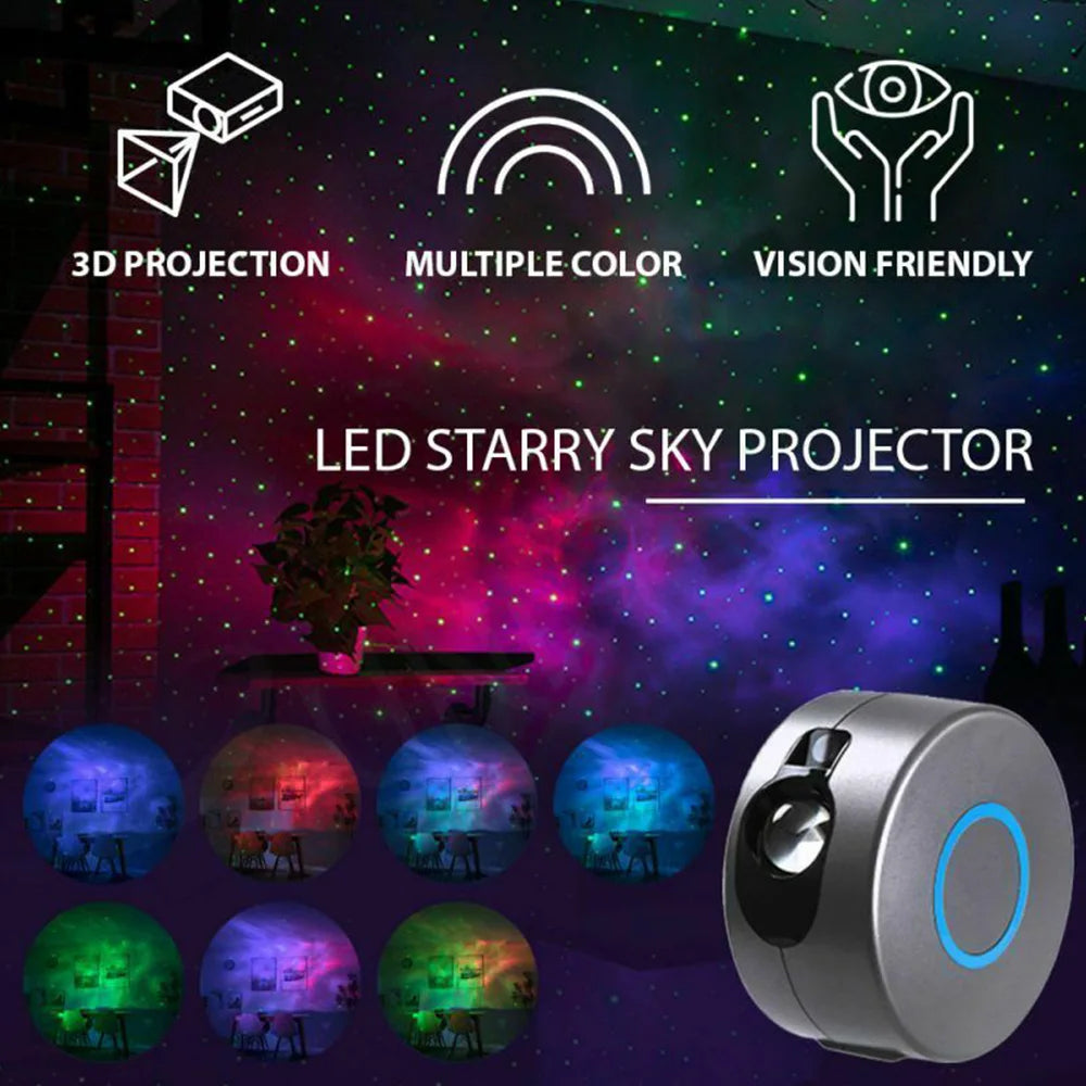 3D Aurora Starry Sky Light LED Laser Projector Rgb Colorful Sky Rotating Night Lamp With Wirless Remote Control for Home Decor tableandwalllamps