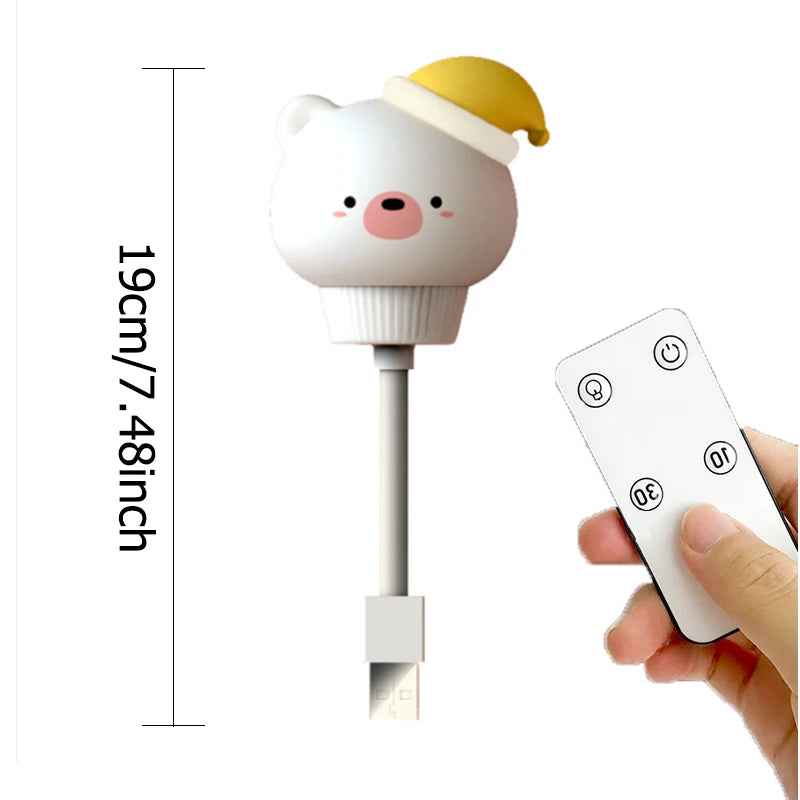 USB Cartoon Cute Night Light With Remote Control Babies Bedroom Decorative Feeding Light Bedside Tabe Lamp Xmas Gifts For Kids tableandwalllamps