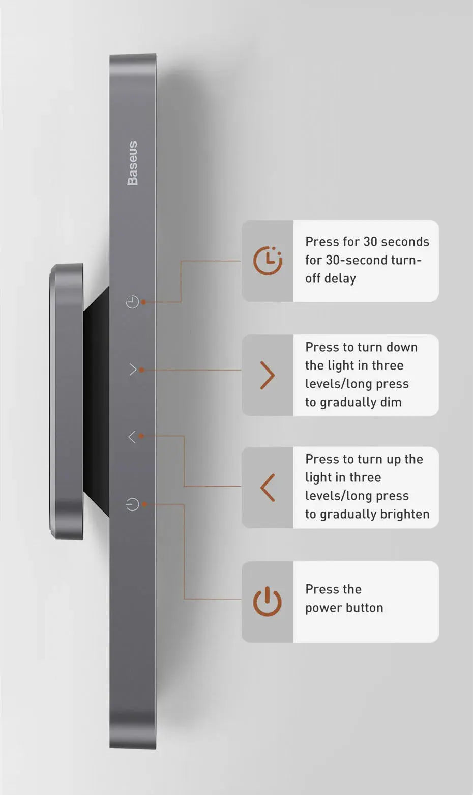 Baseus Night Light Hanging Magnetic LED Table Lamp Stepless Dimming Desk Lamp Rechargeable For Cabinet Bedroom Kitchen Light tableandwalllamps