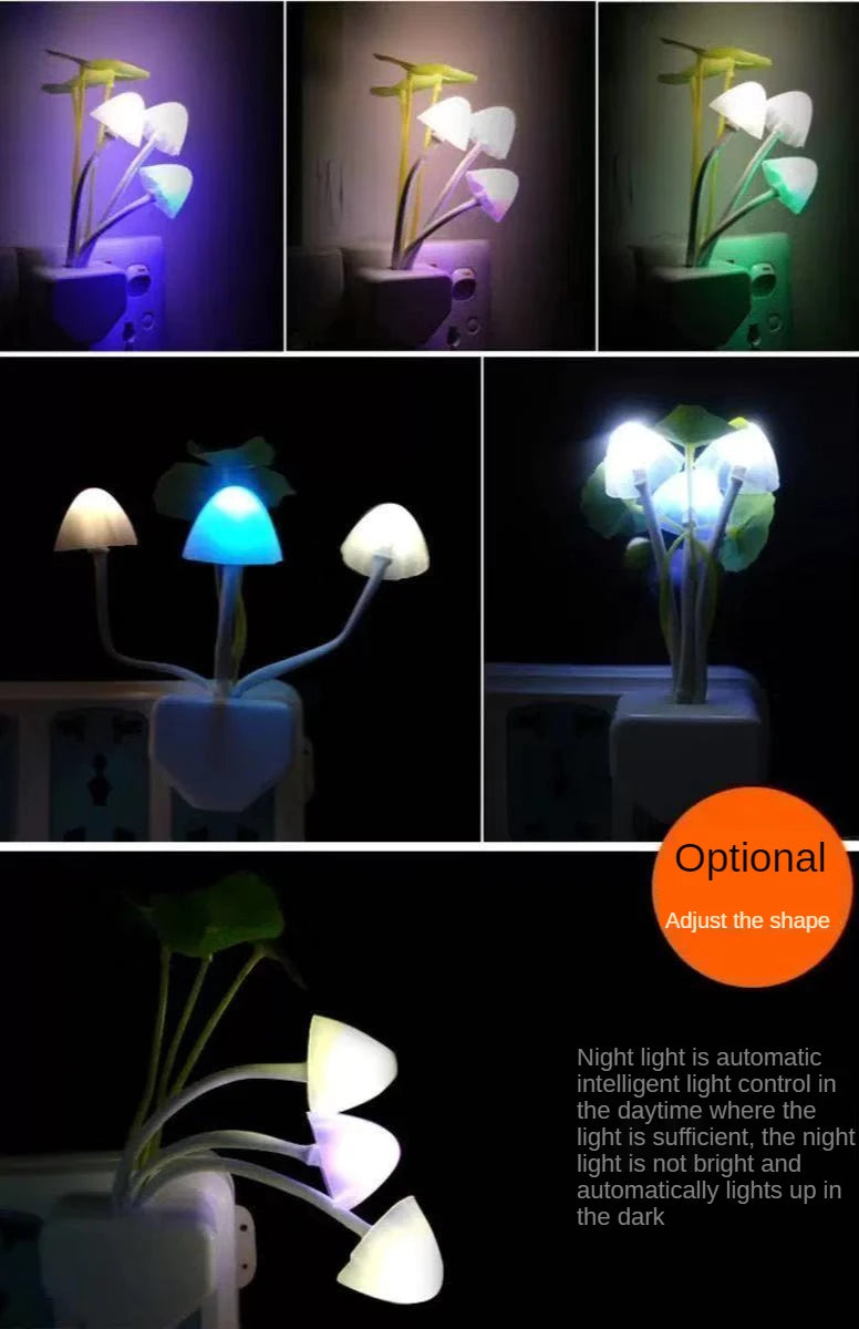 LED Night Light Sensor 3 LED Colorful Dream Flower Mushroom Lamp Novelty Night Light Bedroom Babyroom Lamps for Kids Gifts tableandwalllamps