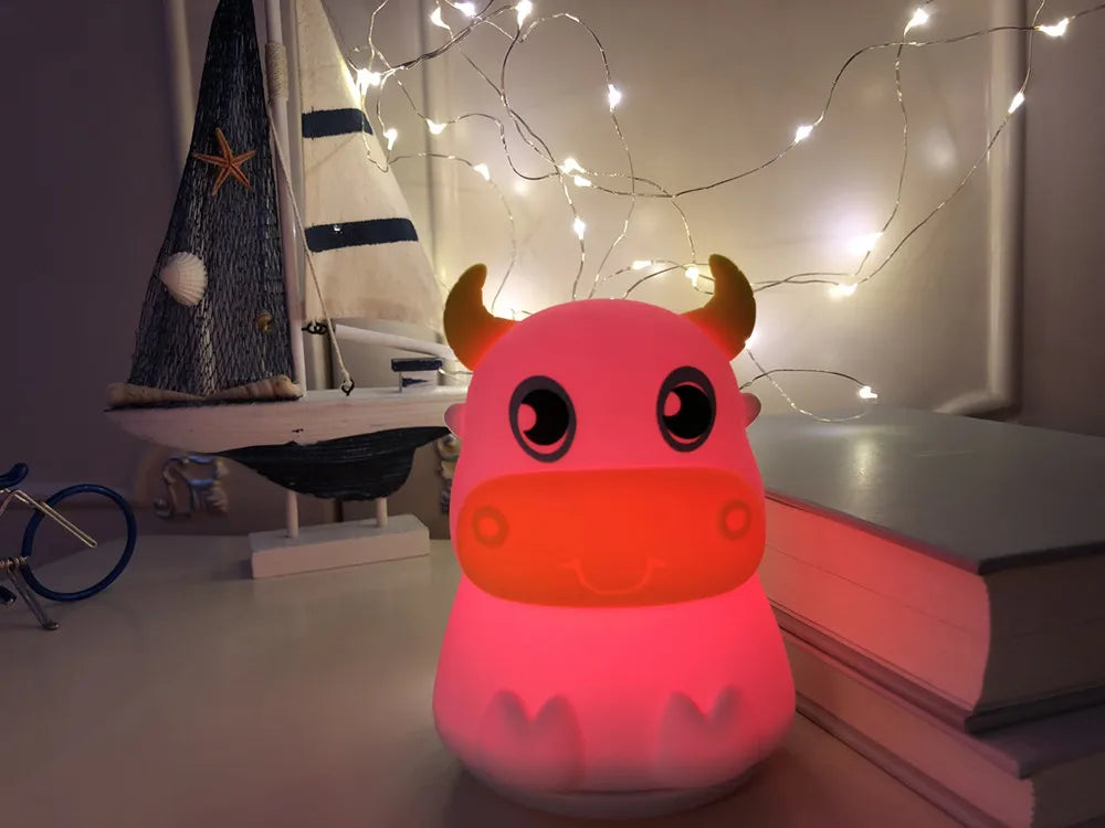 Rabbit Cow Cat LED Night Light Touch Sensor Colorful Battery Powered Silicone Animal Lamp for Children Baby Gift tableandwalllamps