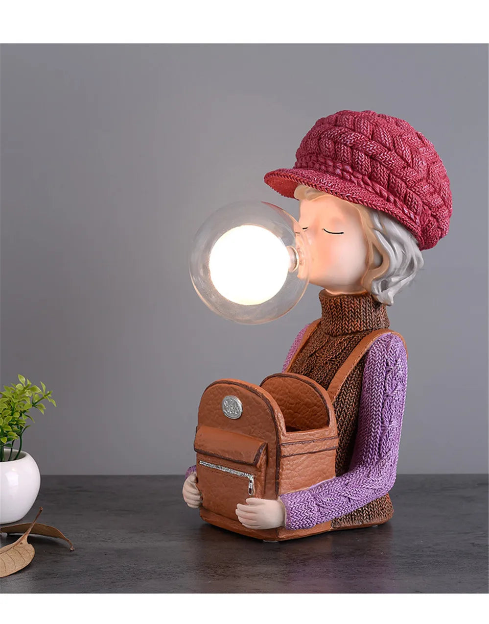 Nordic Ins Vase Hat Girl Cartoon Resin Table Lamp For Children room Bedroom Creative Bedside Standing decoration table lights tableandwalllamps