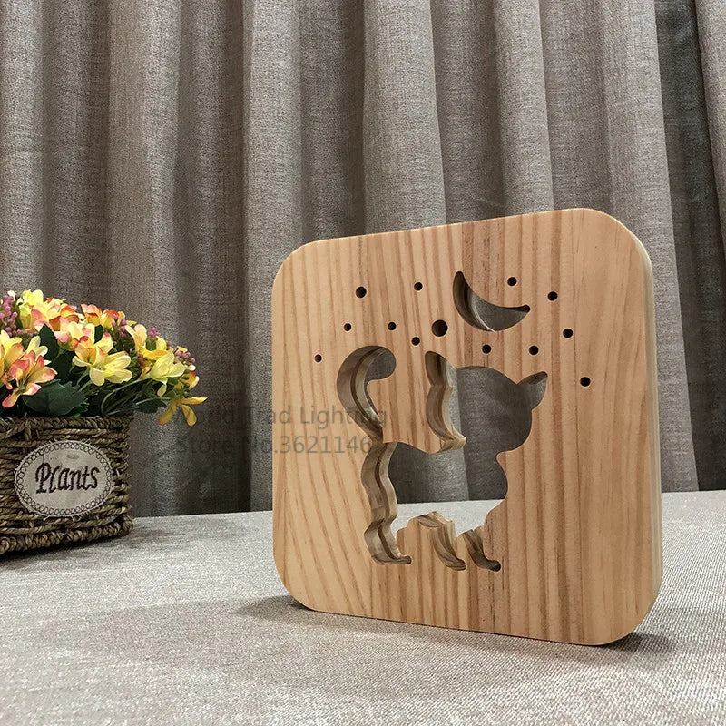 Ins Wooden Lamp Animal Cat Paw Lamp 3D USB LED Table Light Switch Control Wood Carving bed Lamp for Child kids Room Decoration tableandwalllamps