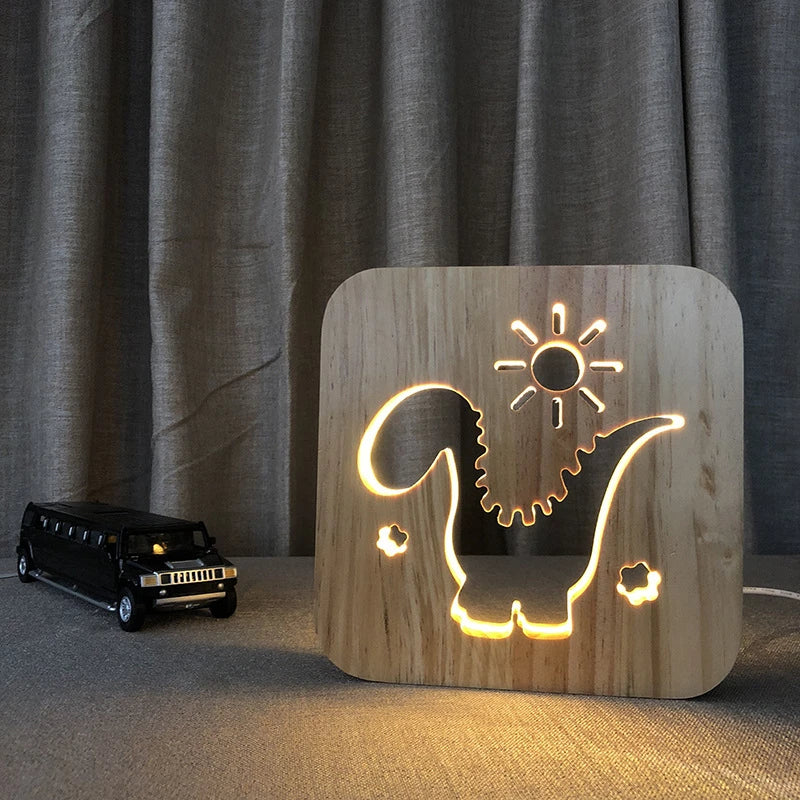 Acecorner LED USB Night Light Wooden Dog Paw Cat Wolf Head Animal Lamp Novelty Kid Bedroom 3D Decoration Table Lamp Children Gif tableandwalllamps