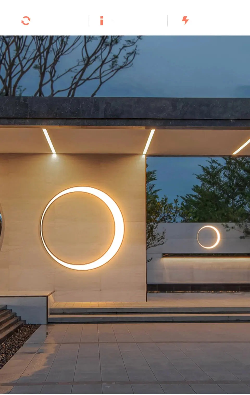 Outdoor Lighting Waterproof IP65 Stainless steel Round Moon Lamp for Street Garden 11W 19W 24W 36W Creative External Wall Sconce tableandwalllamps