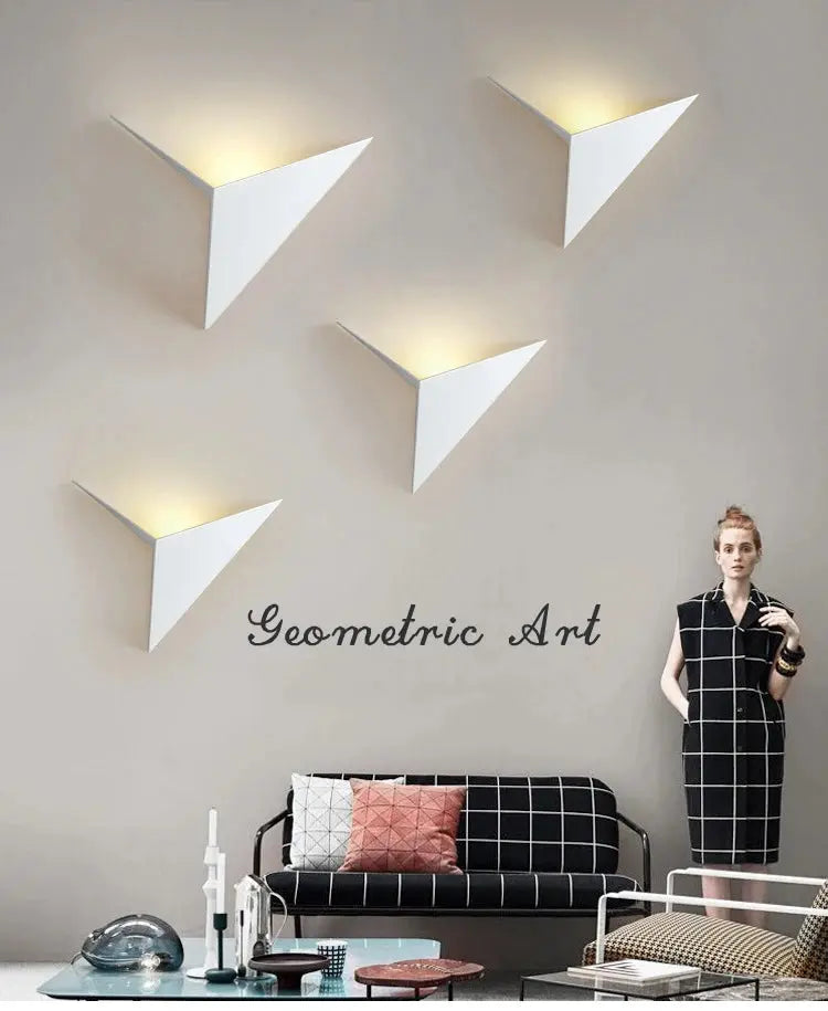 Creative Triangle Wall Lamp Nordic Led Wall Light Living Room Background Bedside Lamps Stairs Indoor Bra Wall Sconce Lighting tableandwalllamps