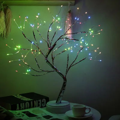 LED Night Light Mini Christmas Tree Copper Wire Garland Lamp For Kids Home Bedroom Decoration Decor Fairy Light Holiday lighting tableandwalllamps