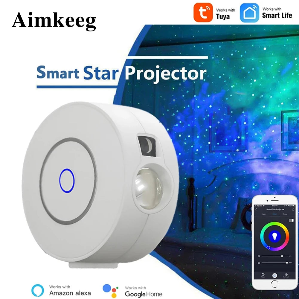 Smart Starry Sky Projector Night Light Wifi Galaxy Star Lamp LED Laser Water Wave App Wireless Control for Alexa Google Home tableandwalllamps