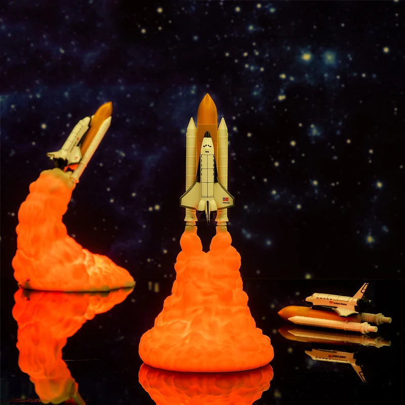 D2 Dropship 3D Print Galaxy LED Night Light Space Shuttle Rocket Lamp Saturn V Lamp For Space Lovers USB Charging Switch Control tableandwalllamps