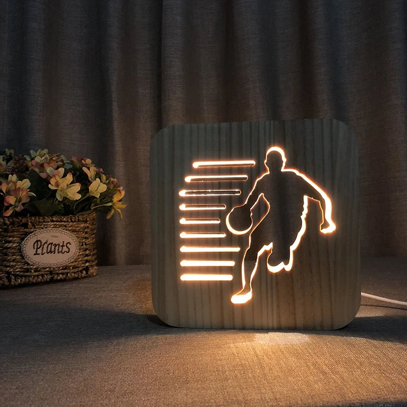 Acecorner LED USB Night Light Wooden Dog Paw Cat Wolf Head Animal Lamp Novelty Kid Bedroom 3D Decoration Table Lamp Children Gif tableandwalllamps