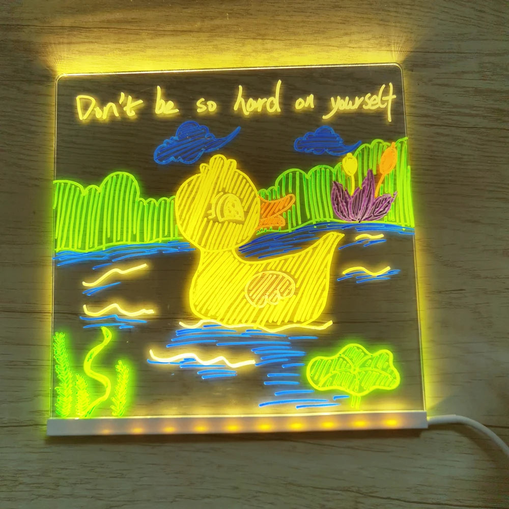 Personalized LED Lamp Acrylic Message Note Board Erasable USB Children‘s Drawing Board Bedroom Night Light Birthday Kids Gift tableandwalllamps