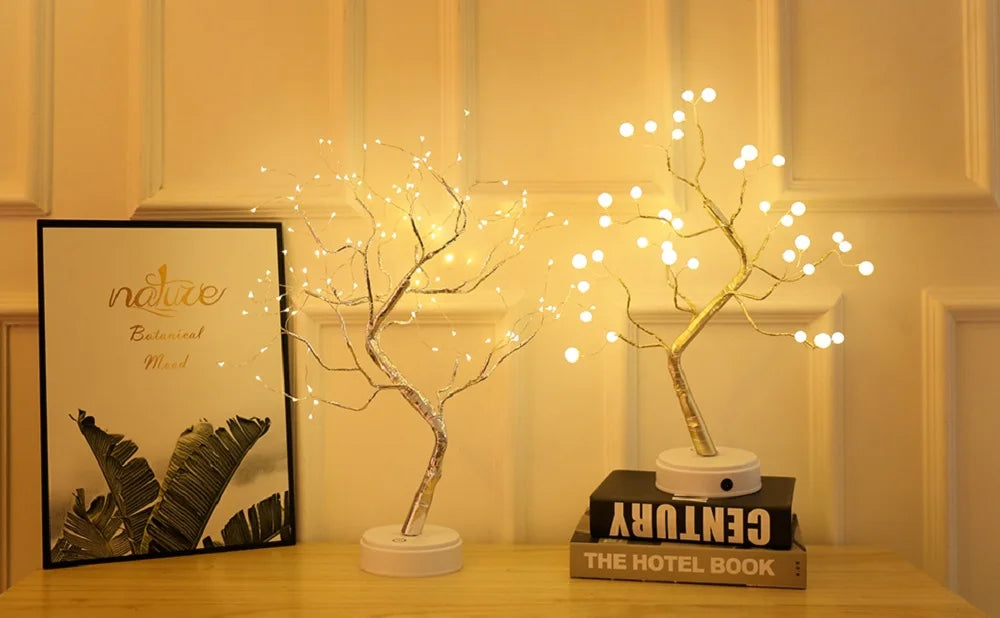 LED Night Light Mini Christmas Tree Copper Wire Garland Lamp For Kids Home Bedroom Decoration Decor Fairy Light Holiday lighting tableandwalllamps