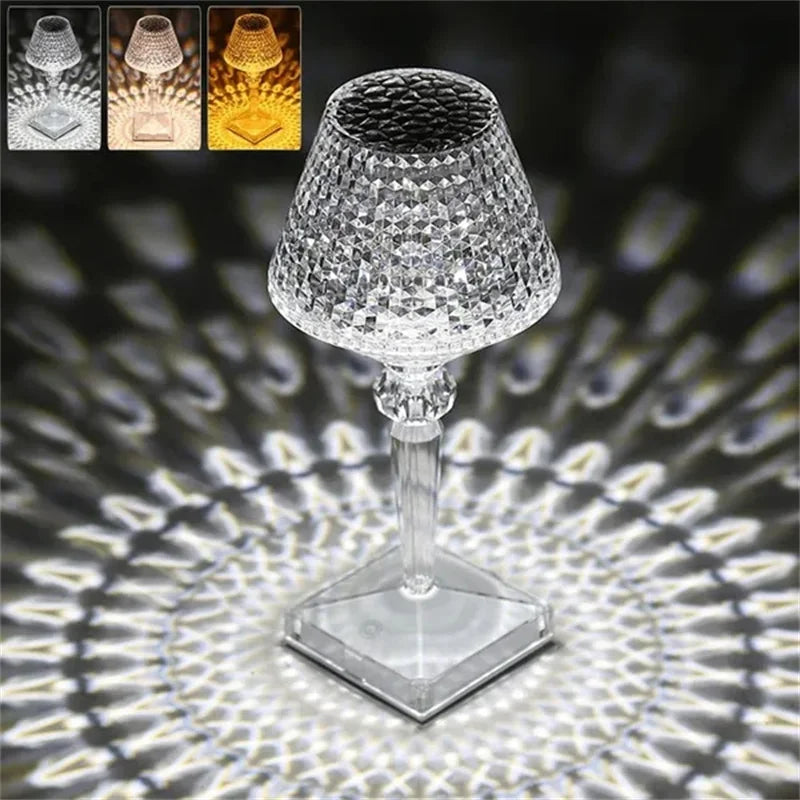 Crystal Table Lamp Rechargeable Touch Light-changing Eye Protection Lamp For Home Bedroom Bedside Decoration Lights Dropshipping tableandwalllamps