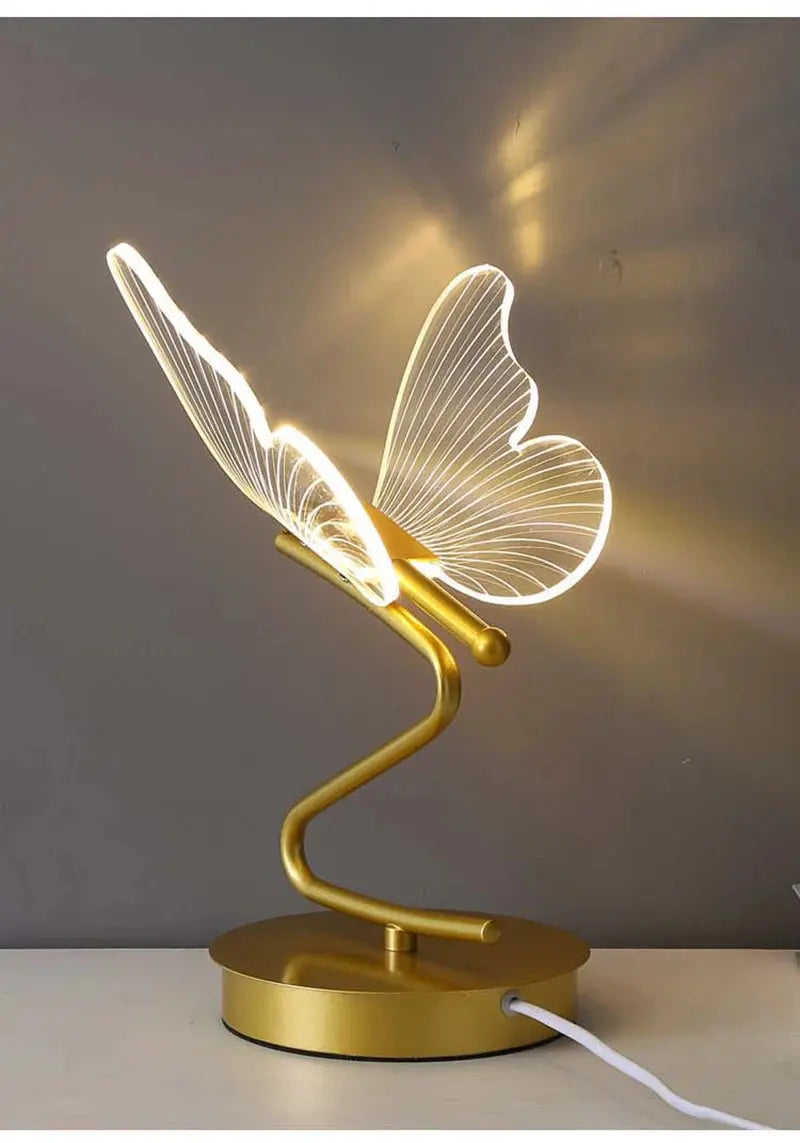 Nordic Butterfly Table Lamp USB Indoor Lighting Switch Button Home Decor Bedroom Bedside Living Room Dinner LED Desk Lamps tableandwalllamps