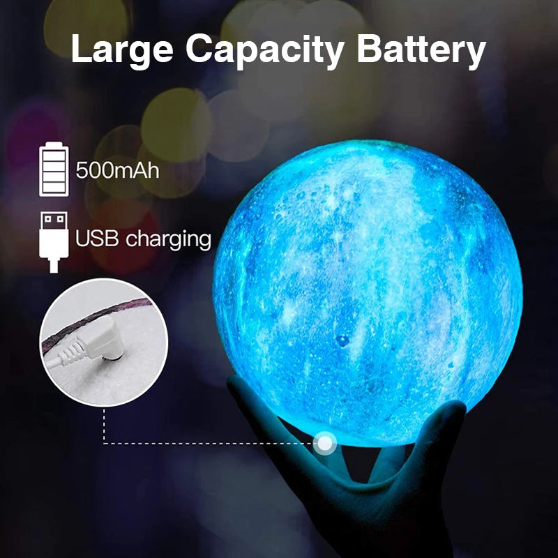 3D Printing Moon Galaxy Lamp Light 16 Color Change Touch And Remote Control Kids Night Light Bedroom Room Decor Home Gifts Lamp tableandwalllamps