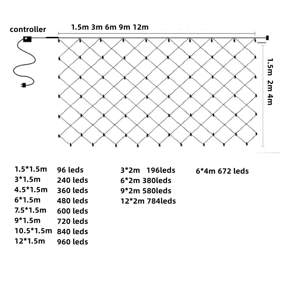 Net Mesh Led Lights 3M/6M/12M LED String Christmas Fairy Curtain Garland Outdoor Waterproof For Party Garden Wedding Decoration tableandwalllamps