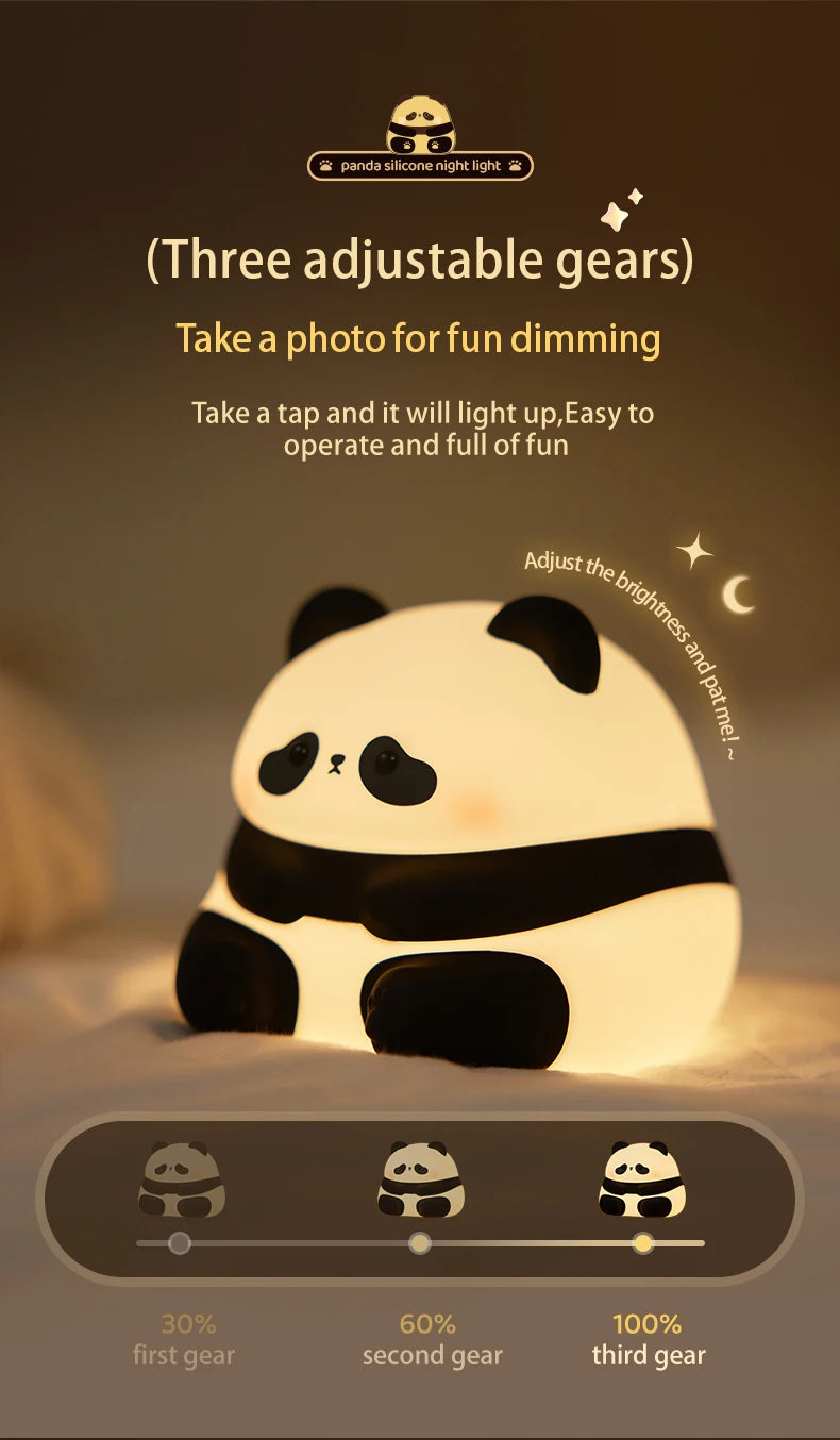 Panda Night Light, Touch Activated LED Desk Lamp, Cute Cartoon Baby Night Lamp for Kids Bedroom, Soft LED Nightlight for Kids tableandwalllamps