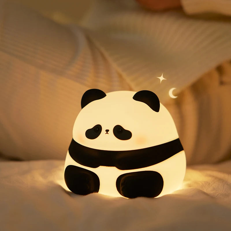 Panda LED Night Light Cute Silicone Lamp Baby Nursery Touch Sensor Nightlight Rechargeable with 3 Warm Light for Wholesale tableandwalllamps