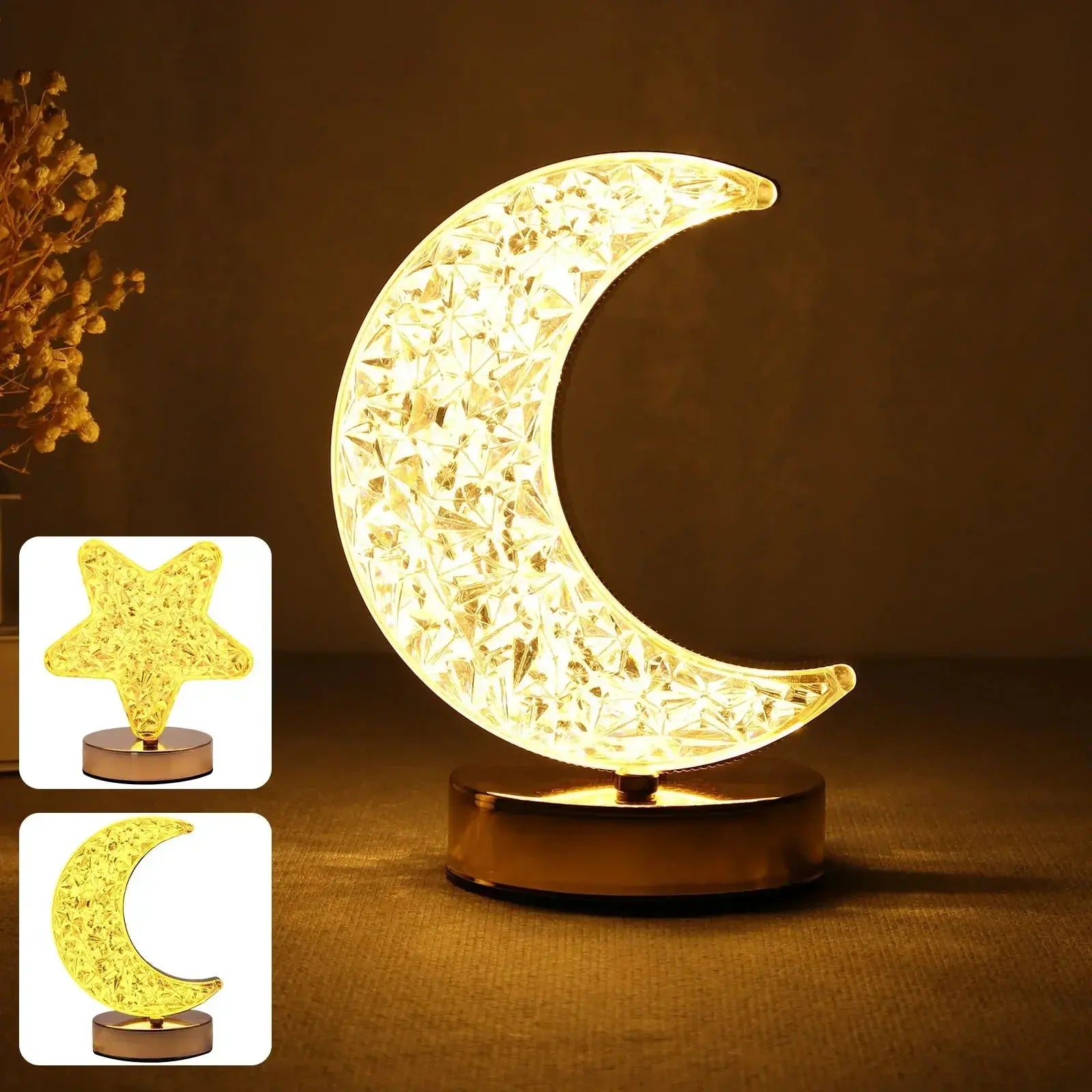 Bedroom Crystal Touch Dimming Night Light Girls Room Home Decor Aesthetics USB Charging Bedside LED Ambient Table 3D Moon Lamp tableandwalllamps