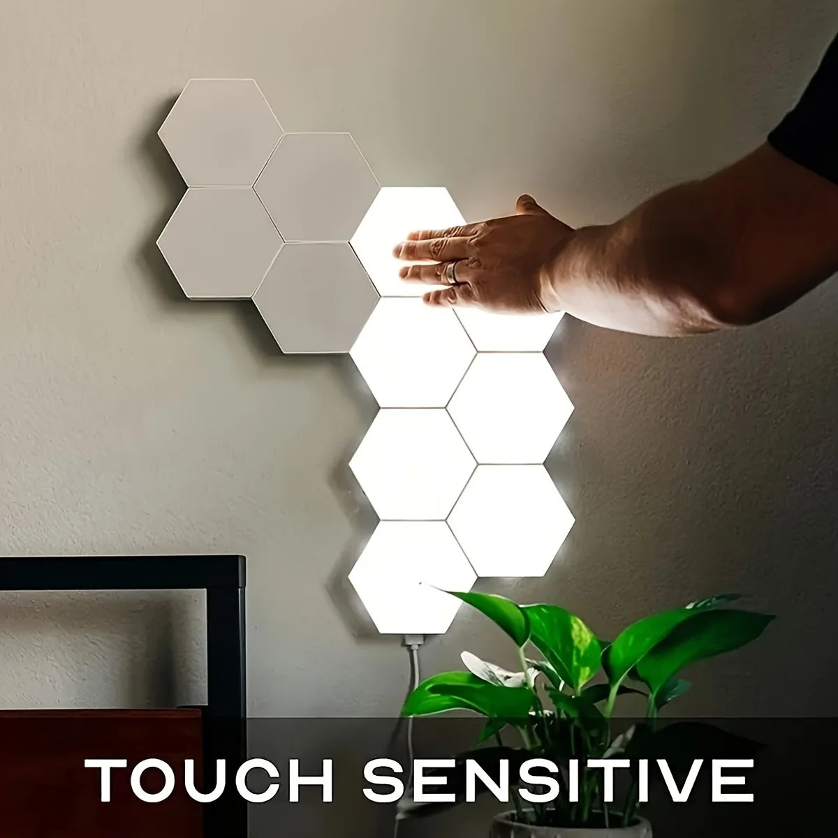 Touch Sensitive Night RGB Lighting, Geometric Module DIY Assembly Night Light, RGB Hexagonal Wall Light, Tactile Night Light tableandwalllamps