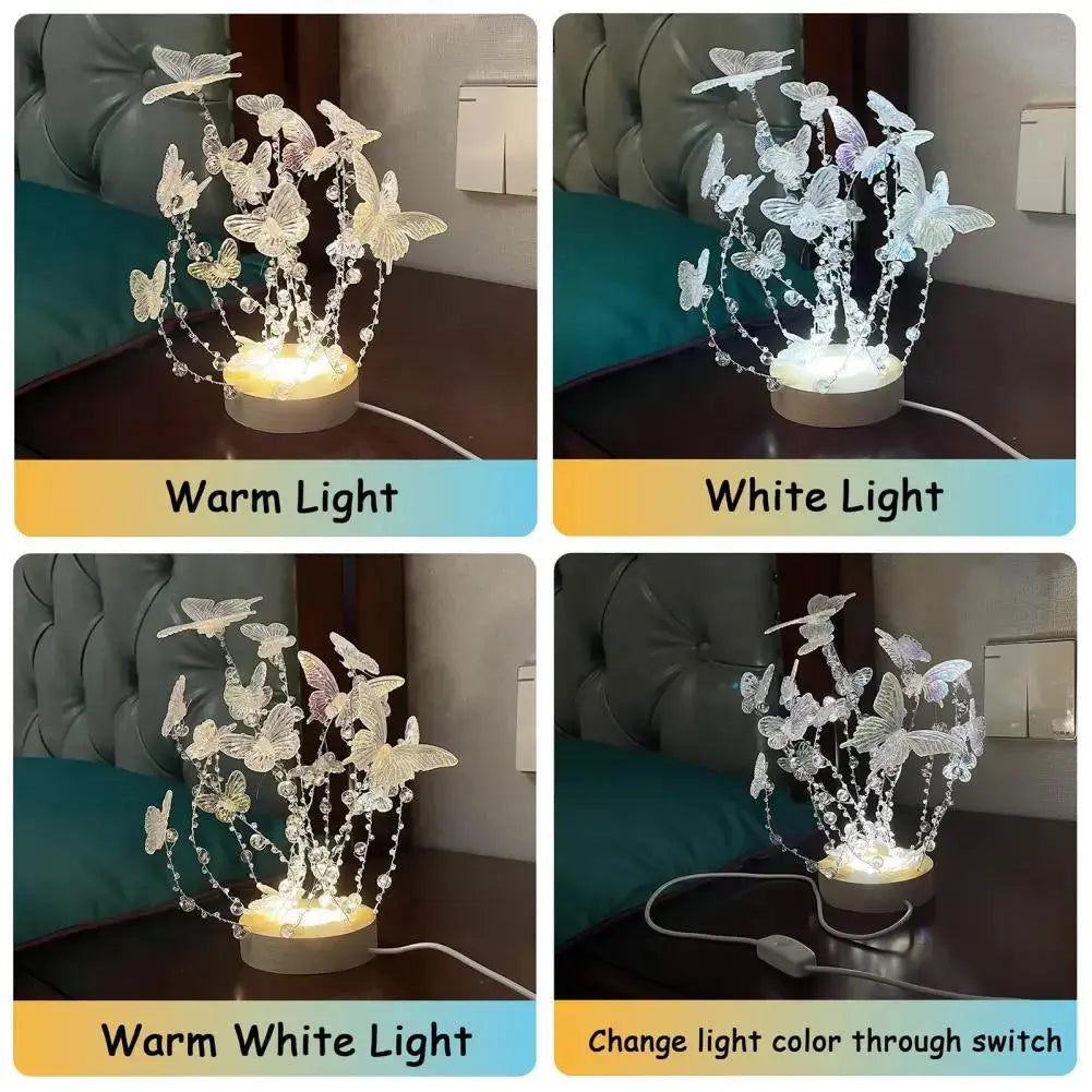 DIY Butterfly Night Light Set Handmade LED Light-up Butterfly Table Lamp for Bedroom Decor Women And Girls Birthday Gift tableandwalllamps