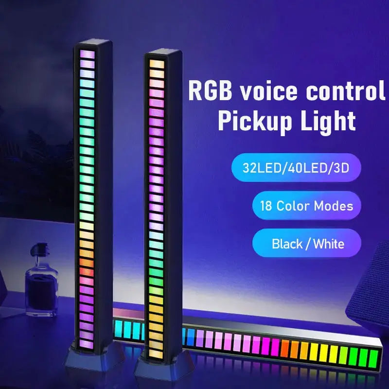 Smart RGB Symphony Sound Control LED Light Music Rhythm Ambient Pickup Lamp App Control For Compute Gaming Desktop Decor tableandwalllamps