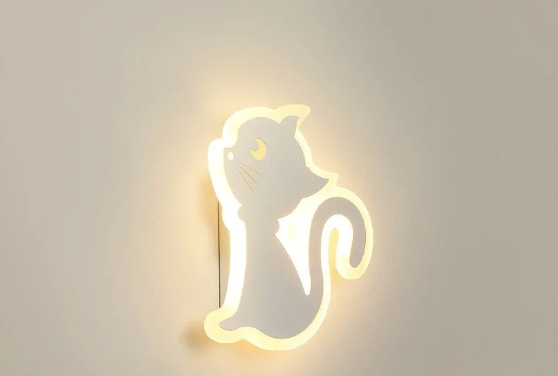 Children's room wall light Northern Europe modern simple creative male and female bedroom minimalist bedside lamp cat wall light tableandwalllamps