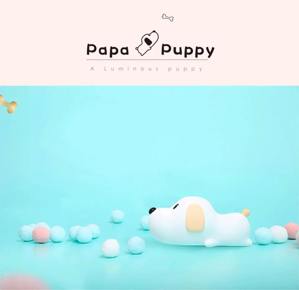 Puppy Cat Night Light Rechargeable Nursery Led Table Lamp Silicone Kawaii Birthday Gifts for Kids Toddler Room Bedroom Decor tableandwalllamps