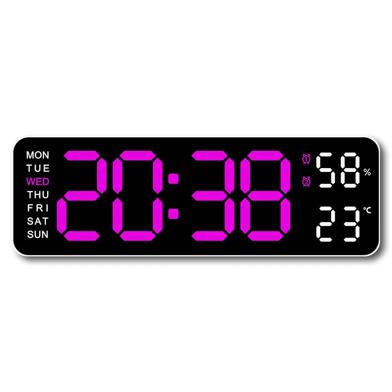 9 Inch Large Digital Wall Clock USB Powered TEMP Humidity Week Auto Dimmer DST Table Clock 12/24H Electronic LED Alarm Clock tableandwalllamps