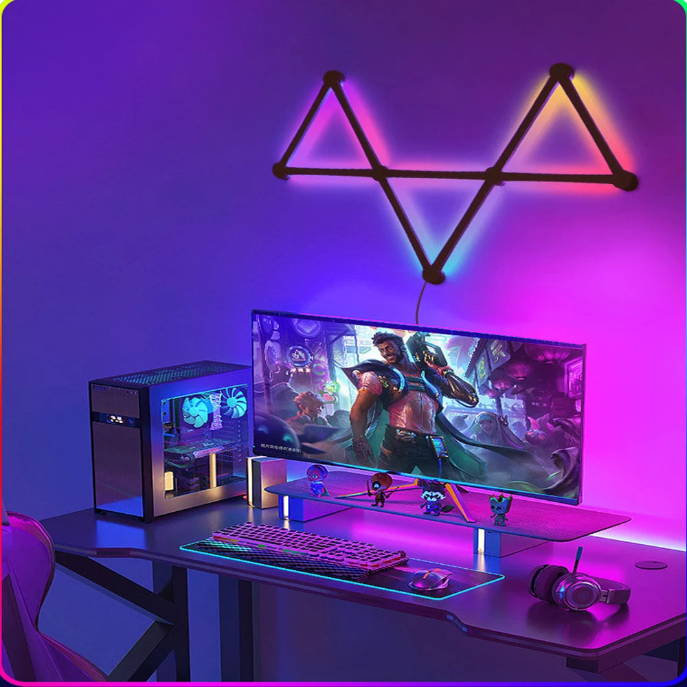 RGB LED Wall Lamp Smart WIFI APP DIY Free Splicing Atmosphere Night Light Music Rhythm TV Backlight Bedroom Game Decor Wall Lamp tableandwalllamps