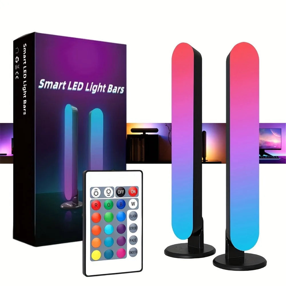 2pcs LED Night Light RGB Ambient Lights with Remote Control For Gaming TV Room Bedroom Decoration Bar Music Rhythm Symphony Lamp tableandwalllamps